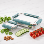 Stainless Steel Lunch Box Inox Snacksbox Big 1 Pc Big Lunch Box with SS Lid (550 ml), 1 Pc Small Box with SS Lid (110 ml) with Spoon