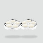 Load image into Gallery viewer, Stainless steel idli steamer plates with six round idlis on each, isolated on gray background