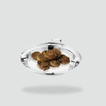Load image into Gallery viewer, Silver tray with spiced baked pastry pinwheels on a light gray background