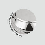 Load image into Gallery viewer, Close-up of a shiny stainless steel cookware induction bottom with engraved text