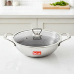 Load image into Gallery viewer, Max Fresh stainless steel honeycomb kadai with glass lid on kitchen counter