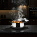 Load image into Gallery viewer, Steaming stainless steel MaxFresh pot with cooked vegetables on dark kitchen countertop