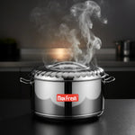 Load image into Gallery viewer, Max Fresh stainless steel steaming pot with decorative lid and steam rising in modern kitchen