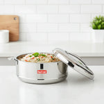 Load image into Gallery viewer, MaxFresh stainless steel hotpot filled with cooked rice garnished with herbs on white kitchen countertop