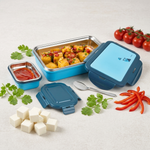 MaxFresh Playtime MealBox Stainless Steel Tiffin with Spoon / 690ml / 120ml / Insulated Lunch Box for Kids