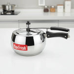 Load image into Gallery viewer, Stainless steel MaxFresh pressure cooker with black handle on white kitchen countertop