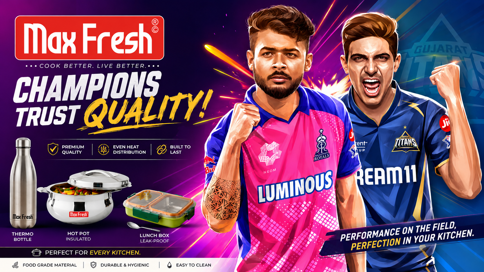 GT vs RR, IPL 2026: The Night Cricket Met the Best Stainless Steel Triply Cookware | Maxfresh Cookware