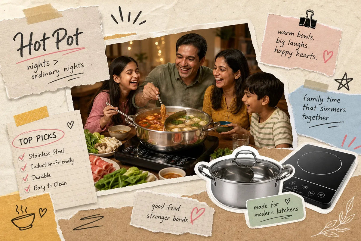 Top hot pots in India for family hot pot nights — stainless steel and induction-friendly picks