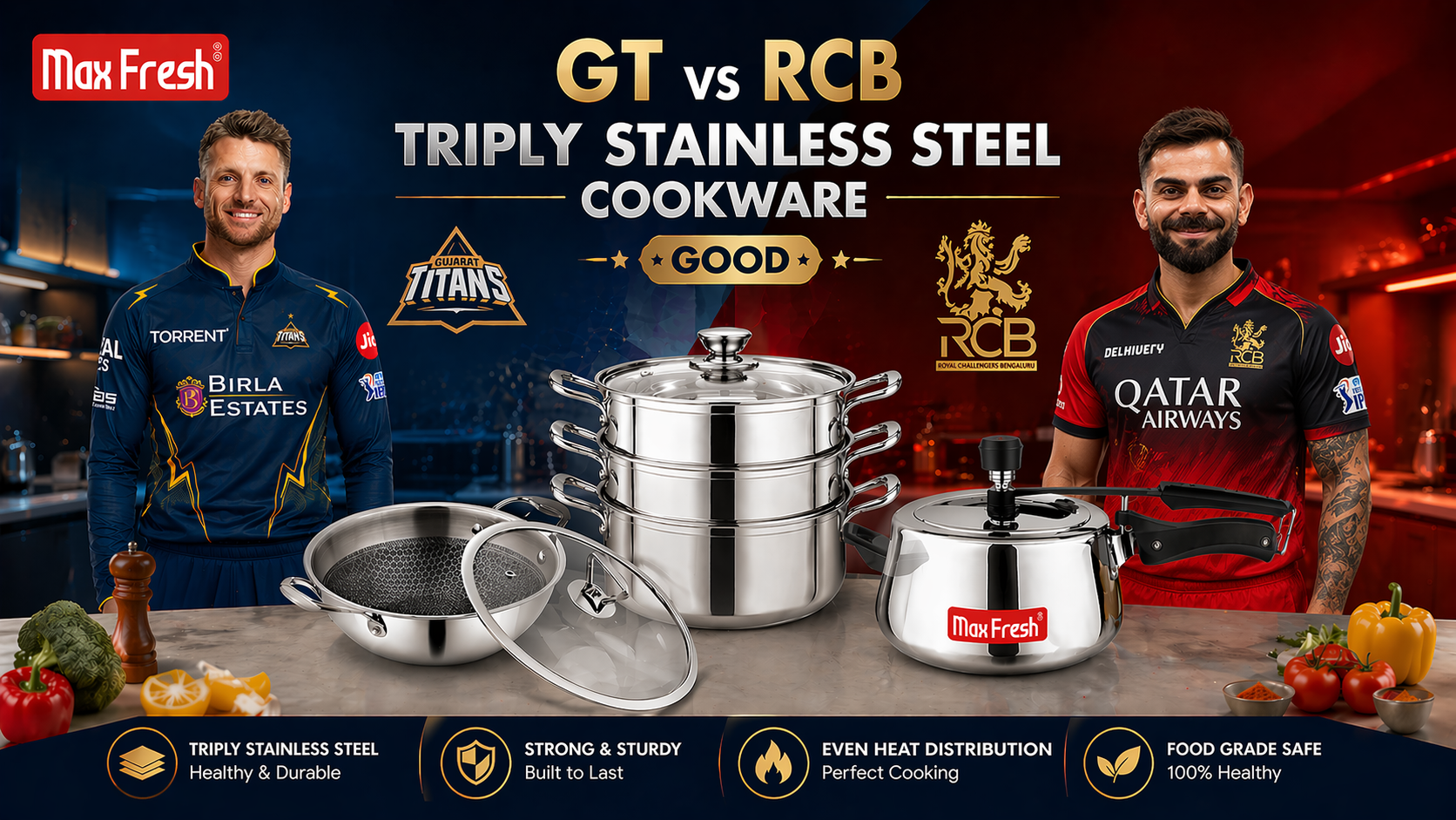 gt vs rcb triply stainless steel cookware good