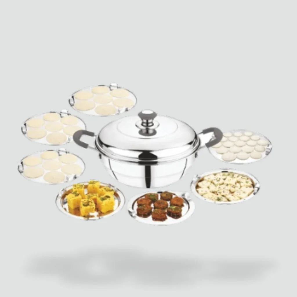 Maxfresh Multi Kadai Extra Deep (Sandwich Bottom) can use 3 plates at a time - MaxFresh