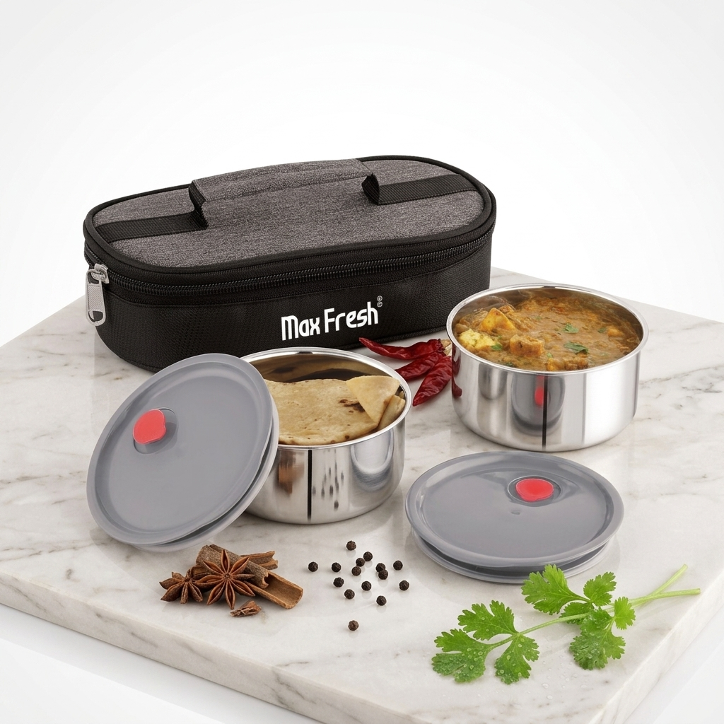 Stainless Steel Lunch Box Lunchcraft 2 Container (300 ml) Pounch