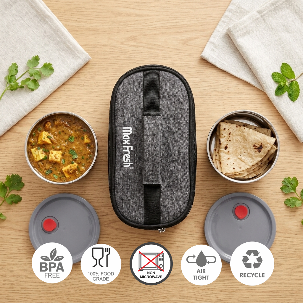 Stainless Steel Lunch Box Lunchcraft 2 Container (300 ml) Pounch