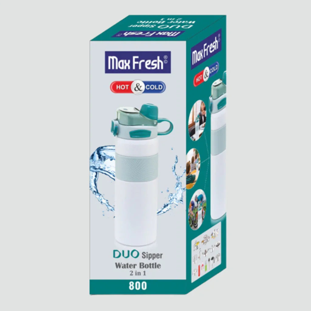 800ml hot and cold duo sipper stainless steel water bottle in retail packaging