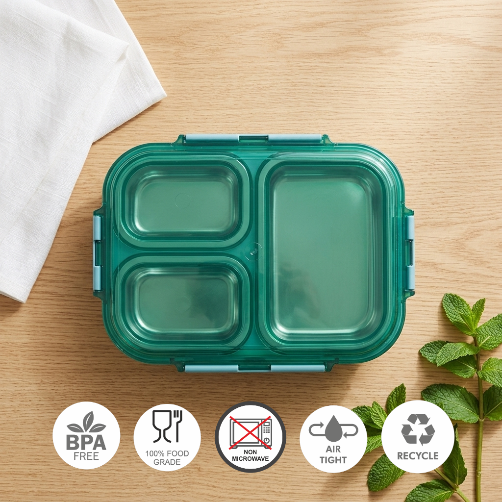 Stainless Steel Lunch Box Shine Trio 1 Pc Insulated Lunch Box (575 ml) with Spoon
